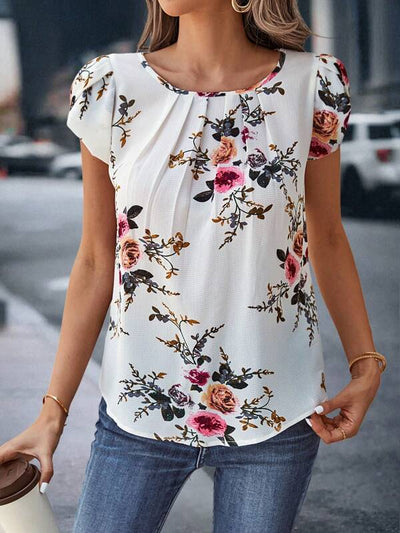 Blusa con mangas plisadas