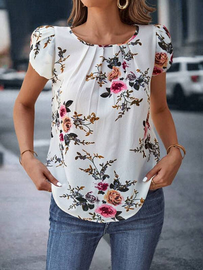 Blusa con mangas plisadas