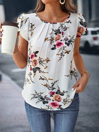Blusa con mangas plisadas