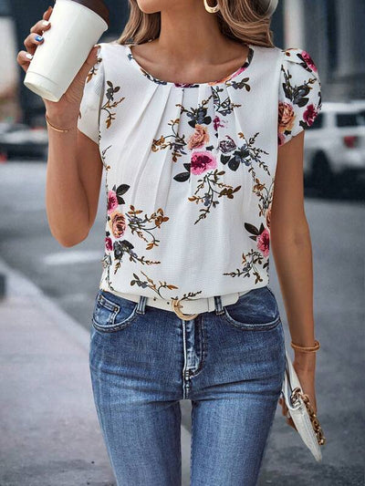 Blusa con mangas plisadas