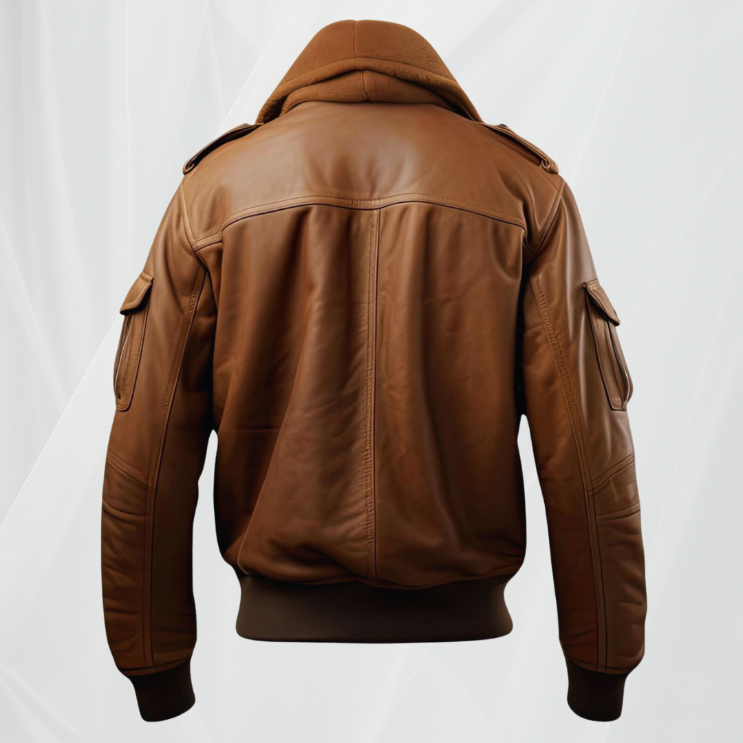 Chaqueta de aviador de lujo de piel de oveja