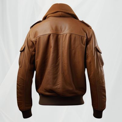 Chaqueta de aviador de lujo de piel de oveja