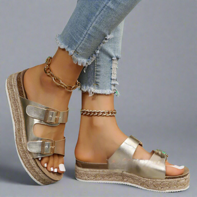 Elfriede | Sandalias de cuero premium brillante