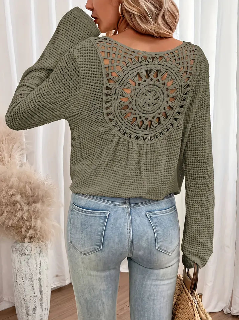 Sassa™ - Elegante top de cuello en V tipo waffle