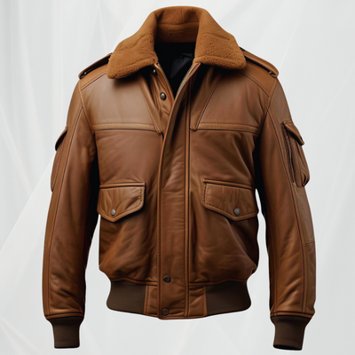 Chaqueta de aviador de lujo de piel de oveja