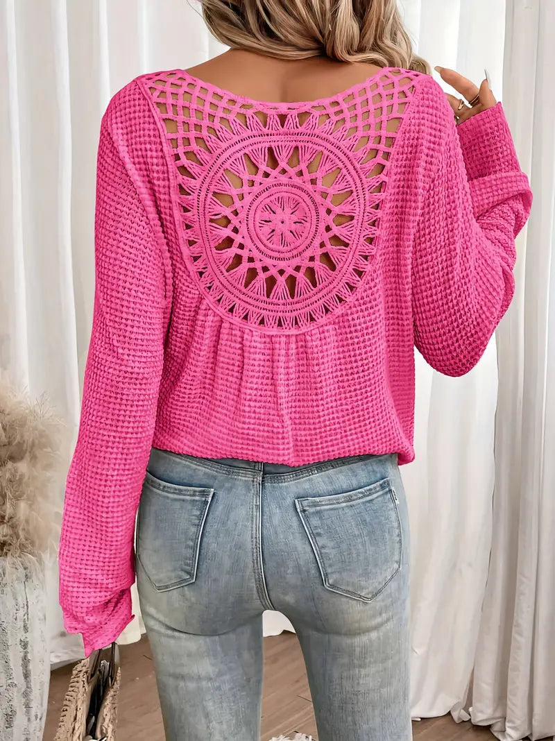 Sassa™ - Elegante top de cuello en V tipo waffle