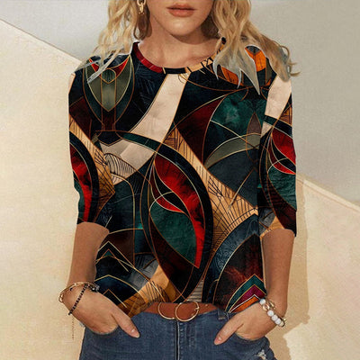 Camiseta Vintage de Estampado Abstracto Mia
