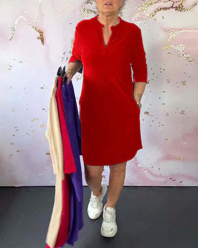 Angela | Vestido sólido con escote en V