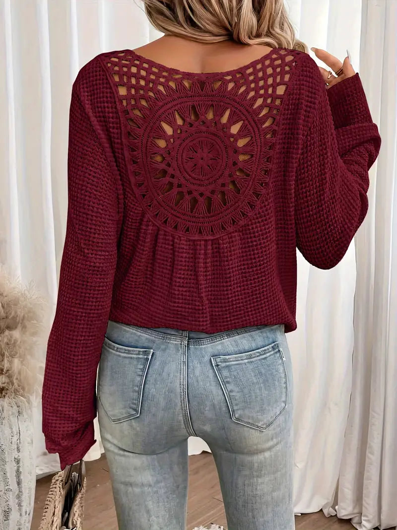 Sassa™ - Elegante top de cuello en V tipo waffle