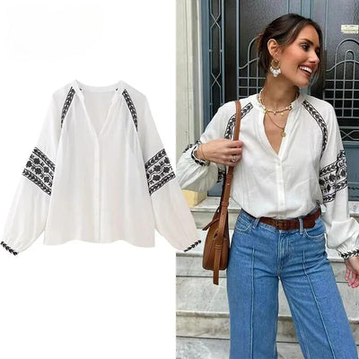 Blusa de Verano Bordada Vintage Lily