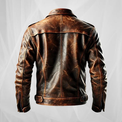Chaqueta de moto vintage marrón con carácter