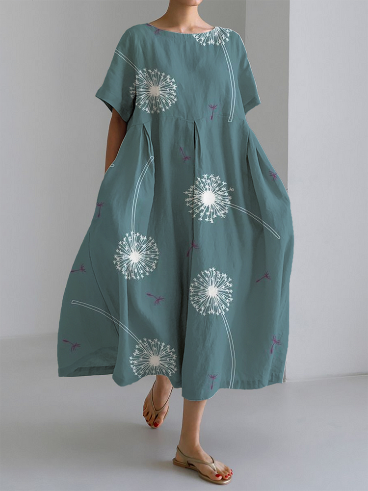 GABRIELLA | Maxi Vestido de Verano con Comodidad Total y Estampado de Diente de León para Momentos de Libertad