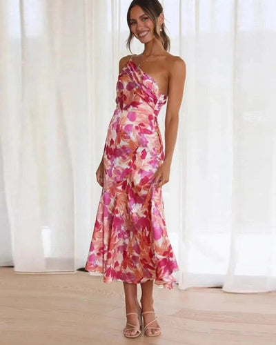 Pamela - Vestido Maxi Asimétrico con Patrón Floral para Mujeres