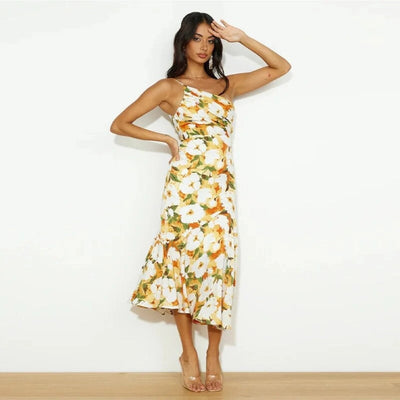 Pamela - Vestido Maxi Asimétrico con Patrón Floral para Mujeres