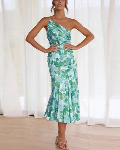 Pamela - Vestido Maxi Asimétrico con Patrón Floral para Mujeres