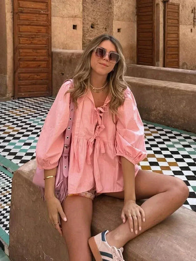 Blusa con Lazo de Encaje