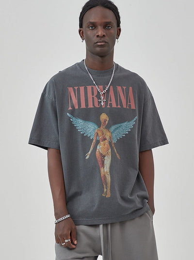 Camiseta de banda de rock desgastada Dakota