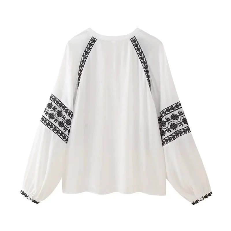 Blusa de Verano Bordada Vintage Lily