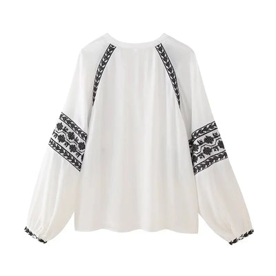 Blusa de Verano Bordada Vintage Lily