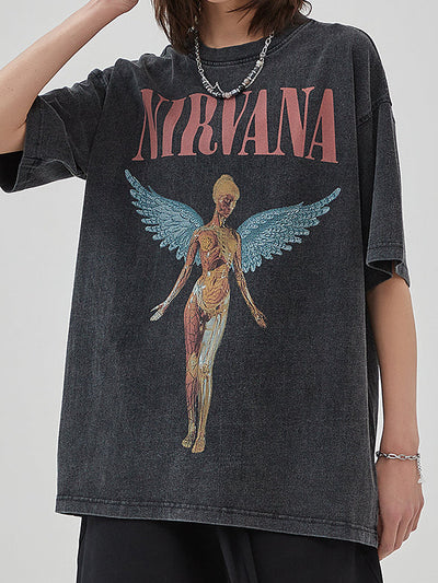 Camiseta de banda de rock desgastada Dakota