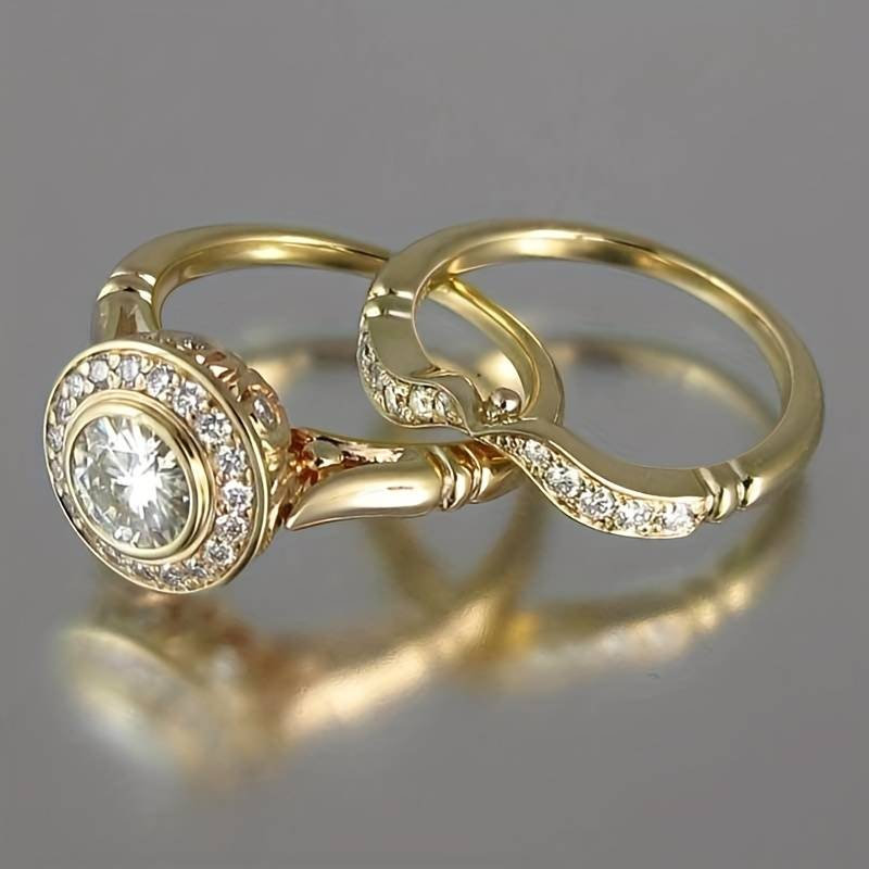 Paquete de anillos vintage de oro y circonia