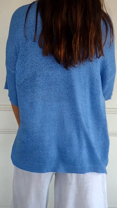 Top de punto liso con escote en V