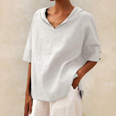 Lena™ | Camisa de Lino Casual de Cuello en V para Mujer