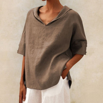 Lena™ | Camisa de Lino Casual de Cuello en V para Mujer