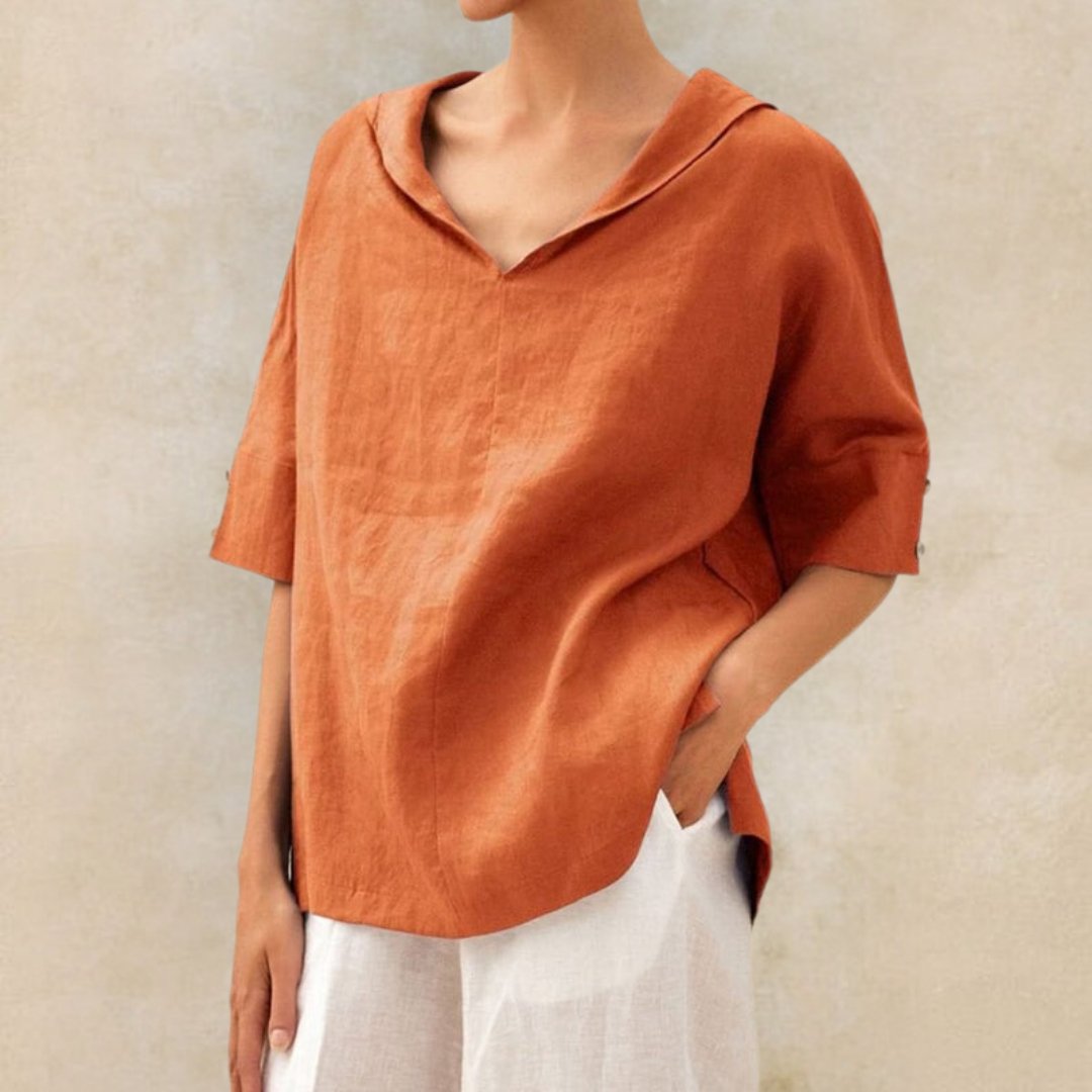 Lena™ | Camisa de Lino Casual de Cuello en V para Mujer