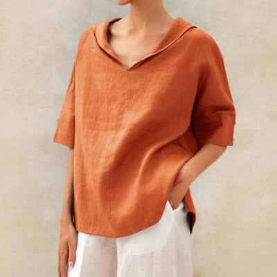 Lena™ | Camisa de Lino Casual de Cuello en V para Mujer