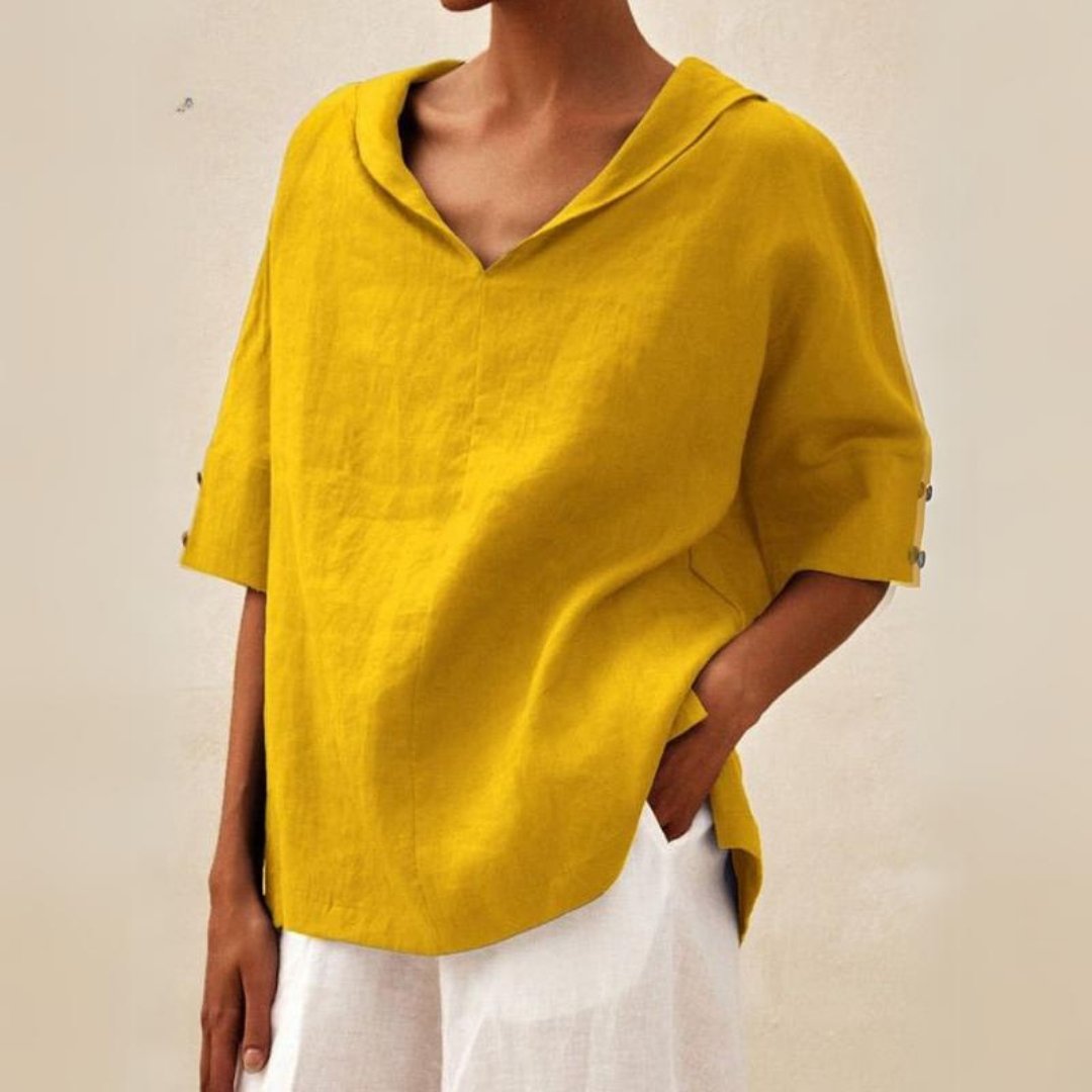 Lena™ | Camisa de Lino Casual de Cuello en V para Mujer