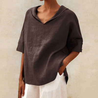 Lena™ | Camisa de Lino Casual de Cuello en V para Mujer