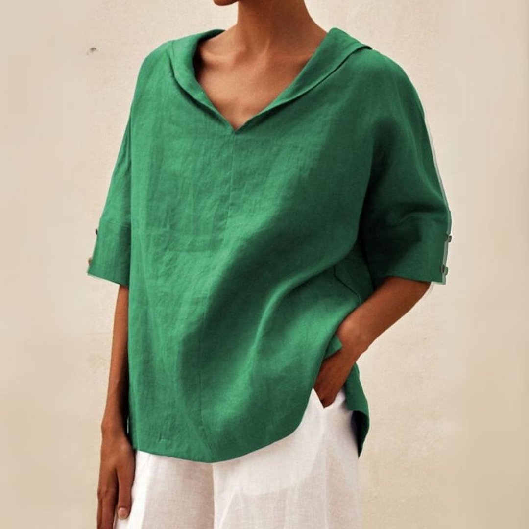 Lena™ | Camisa de Lino Casual de Cuello en V para Mujer