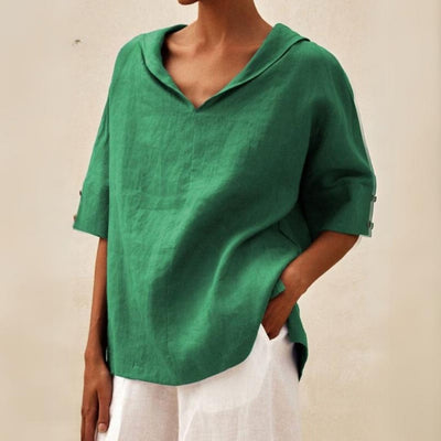 Lena™ | Camisa de Lino Casual de Cuello en V para Mujer