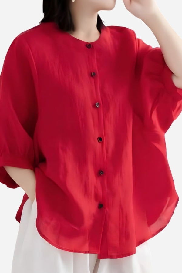 Blusa Relajada de Lino Fresco
