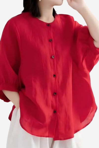 Blusa Relajada de Lino Fresco