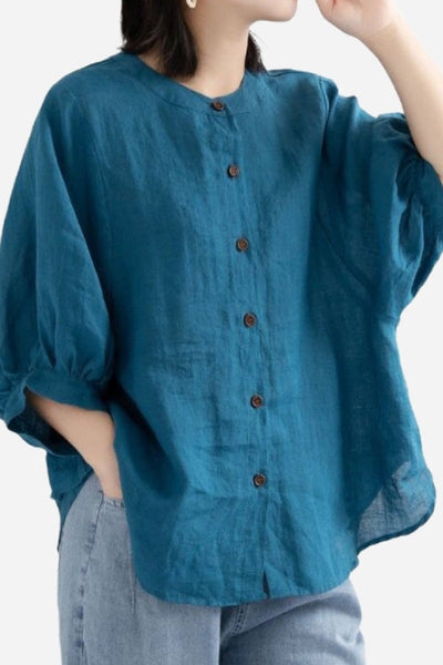 Blusa Relajada de Lino Fresco